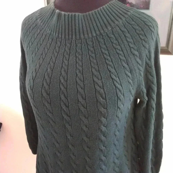 Talbots Dark Green Cable Knit Sweater Women's Small - Picture 2 of 12